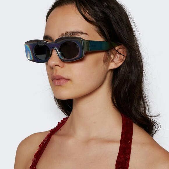 Loewe Paula's Ibiza Women Sunglasses Metallic Mirror Rectangle LW40033I 05X - Picture 11 of 15